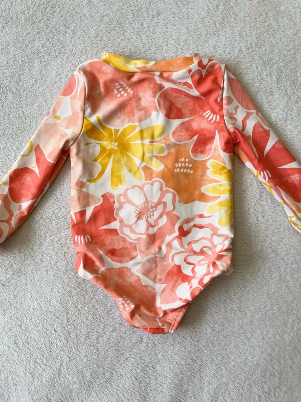 Carter's Coral & Yellow Floral Long-Sleeve Rash Guard